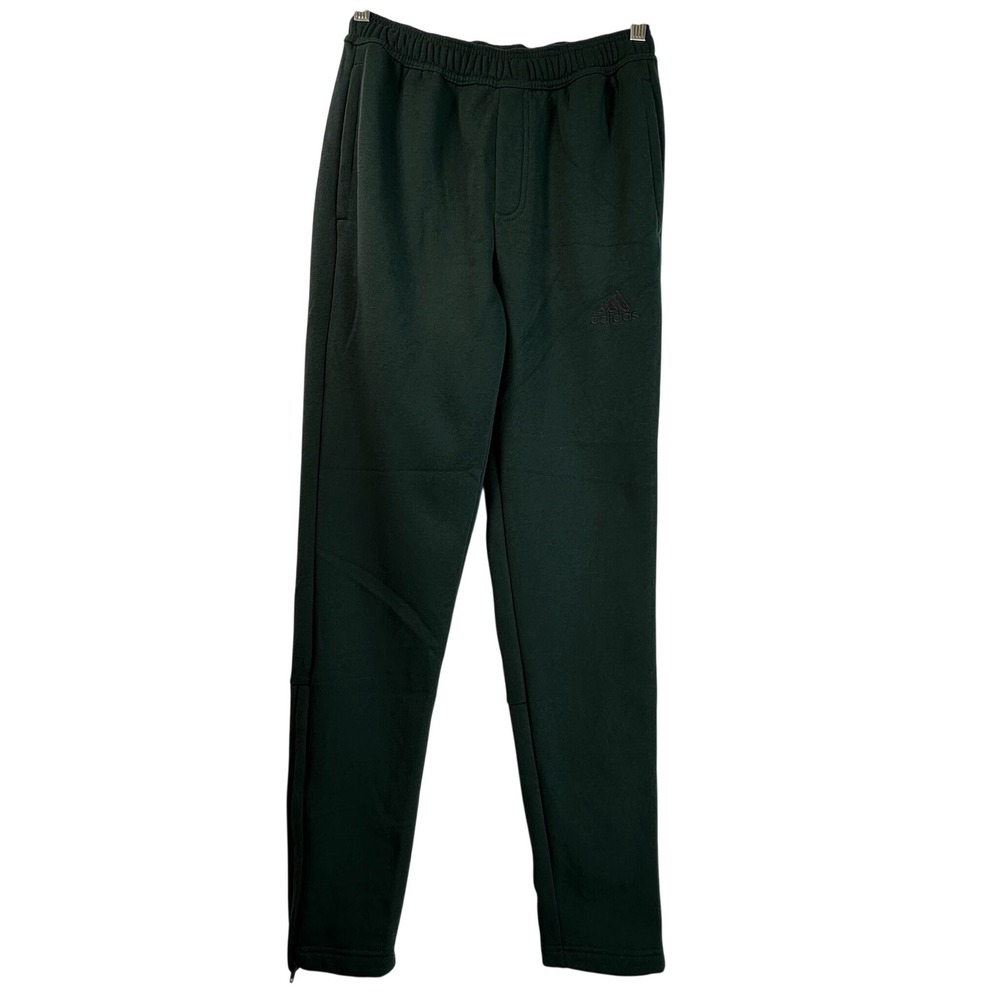 Adidas Mens Forest Green Recycled Polyester Tapered Ankle Zip Jogger Pants Small
